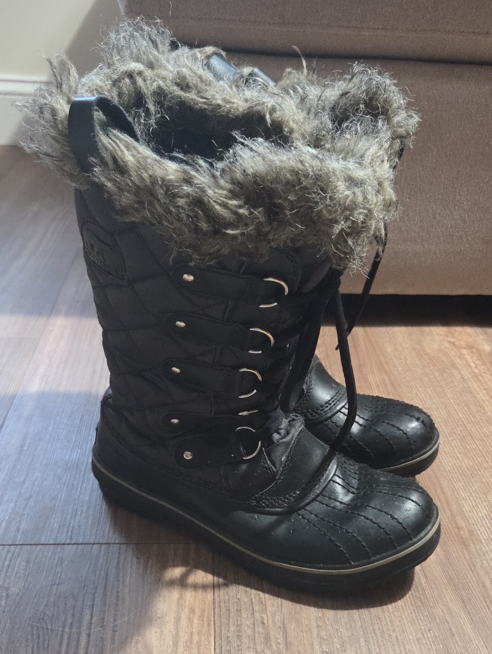 Women's Sorel Black Fur-Trim Winter Boots